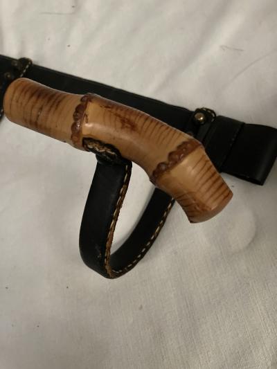 Jacques Adnet 1950s stitched leather coat rack by Jacques Adnet