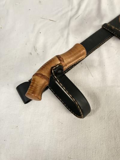 Jacques Adnet 1950s stitched leather coat rack by Jacques Adnet