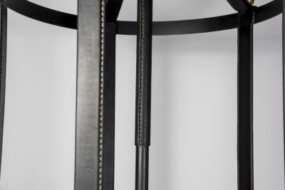 Jacques Adnet 1950s tall Stitched leather lantern by Jacques Adnet