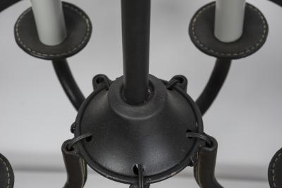 Jacques Adnet 1950s tall Stitched leather lantern by Jacques Adnet