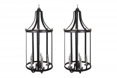 Jacques Adnet 1950s tall Stitched leather lantern by Jacques Adnet