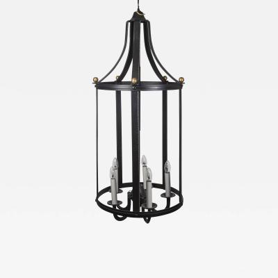 Jacques Adnet 1950s tall Stitched leather lantern by Jacques Adnet