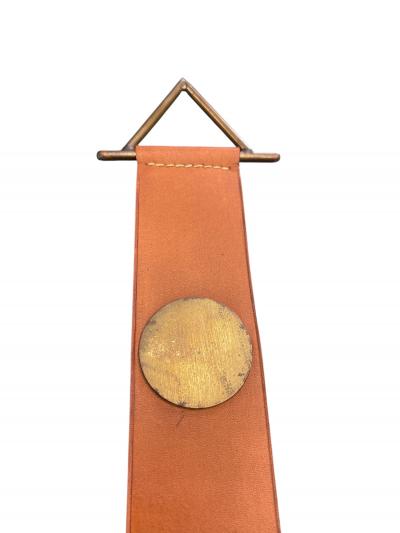 Jacques Adnet 1960s Brass and leather wall mirror in the manner of Jacques Adnet