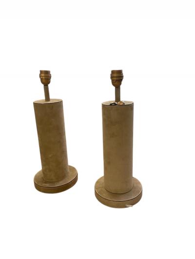 Jacques Adnet 1970s Stitched suede leather lamp in the style of Jacques Adnet