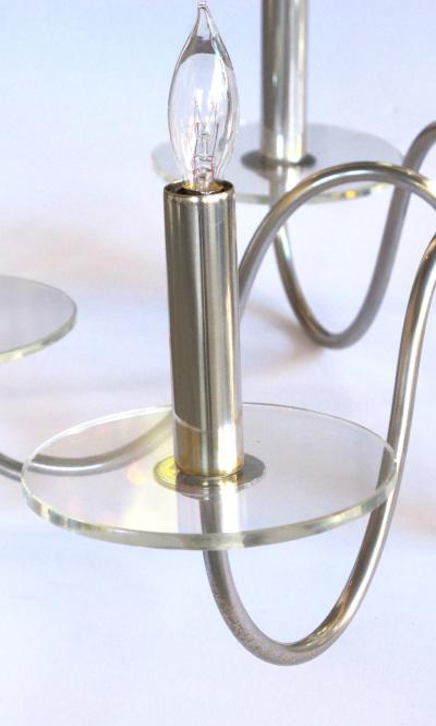 Jacques Adnet A Stylish French Art Deco Chrome Chandelier with Glass Spheres Jacques Adnet