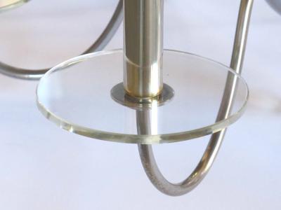 Jacques Adnet A Stylish French Art Deco Chrome Chandelier with Glass Spheres Jacques Adnet