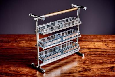 Jacques Adnet Chrome and Glass Countertop tag re attributed to Jacques Adnet