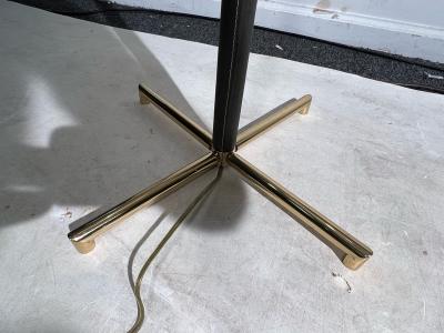 Jacques Adnet EXCEPTIONAL MID CENTURY LEATHER AND BRASS X BASE FLOOR LAMP