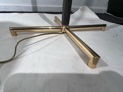 Jacques Adnet EXCEPTIONAL MID CENTURY LEATHER AND BRASS X BASE FLOOR LAMP