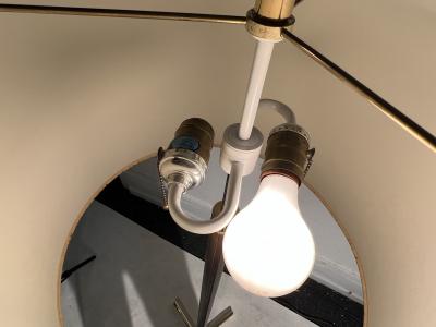 Jacques Adnet EXCEPTIONAL MID CENTURY LEATHER AND BRASS X BASE FLOOR LAMP