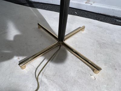 Jacques Adnet EXCEPTIONAL MID CENTURY LEATHER AND BRASS X BASE FLOOR LAMP