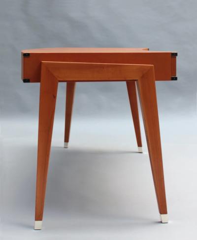 Jacques Adnet Fine French 1950s Leather Covered Desk and Chairs by Jacques Adnet