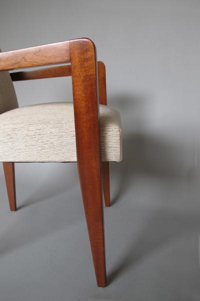 Jacques Adnet Fine French Art Deco Mahogany Arm Chair