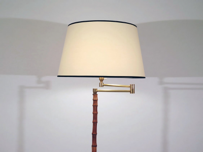 Jacques Adnet Floor Lamp in bamboo brass