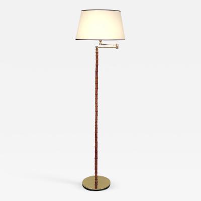 Jacques Adnet Floor Lamp in bamboo brass