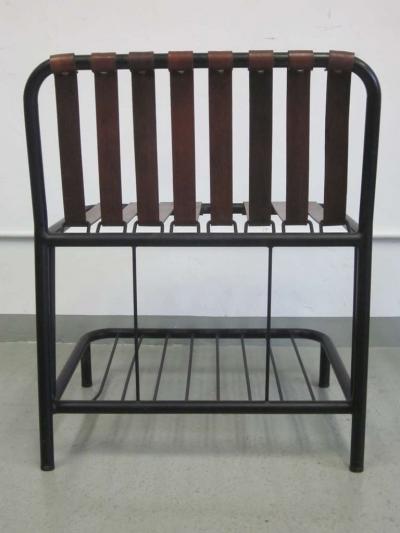 Jacques Adnet Four French Mid Century Modern Leather Strap Chairs Attributed to Jacques Adnet