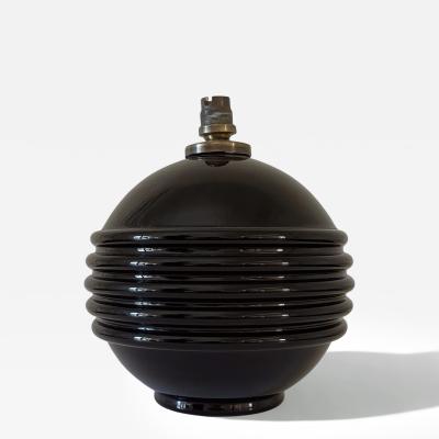 Jacques Adnet French 1930s Black Opaline Lamp attributed to Jacques Adnet
