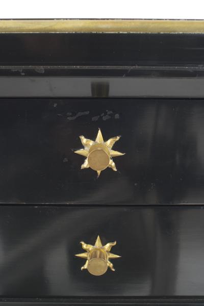 Jacques Adnet French 1940s Brass Mounted Black Lacquered Bureau Plat Writing Desk 