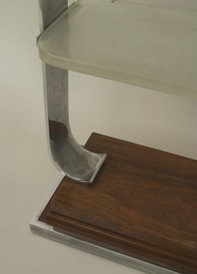 Jacques Adnet French 1940s Palisander and Chrome Sided Console Table