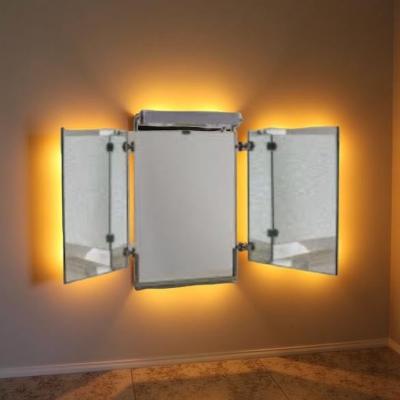 Jacques Adnet French Art Deco Illuminated Vanity Mirror by Jacques Adnet