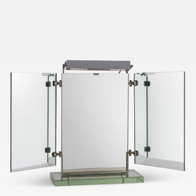 Jacques Adnet French Art Deco Illuminated Vanity Mirror by Jacques Adnet