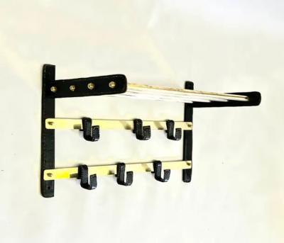 Jacques Adnet French Hand Stitched Leather Brass Coat and Hat Rack by Jacques Adnet 1955