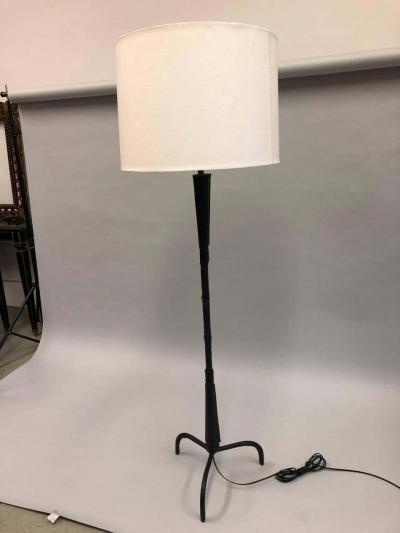 Jacques Adnet French Mid Century Modern Hand Stitched Leather Floor Lamp Jacques Adnet