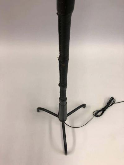 Jacques Adnet French Mid Century Modern Hand Stitched Leather Floor Lamp Jacques Adnet