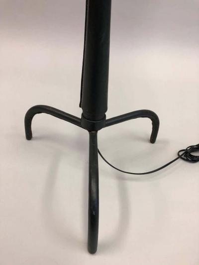Jacques Adnet French Mid Century Modern Hand Stitched Leather Floor Lamp Jacques Adnet