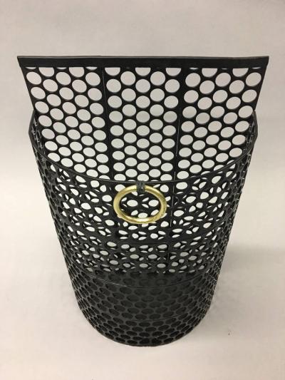 Jacques Adnet French Mid Century Modern Iron Umbrella Stand or Waste Basket Jacques Adnet