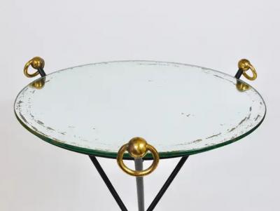 Jacques Adnet French Mid Century Modern Mirror Side Table Jacques Adnet Style Brass 1950s