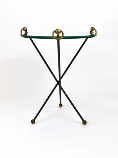 Jacques Adnet French Mid Century Modern Mirror Side Table Jacques Adnet Style Brass 1950s