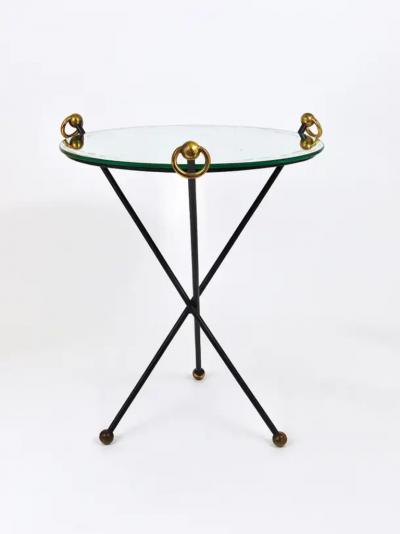 Jacques Adnet French Mid Century Modern Mirror Side Table Jacques Adnet Style Brass 1950s