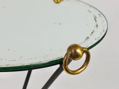 Jacques Adnet French Mid Century Modern Mirror Side Table Jacques Adnet Style Brass 1950s