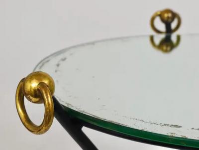 Jacques Adnet French Mid Century Modern Mirror Side Table Jacques Adnet Style Brass 1950s