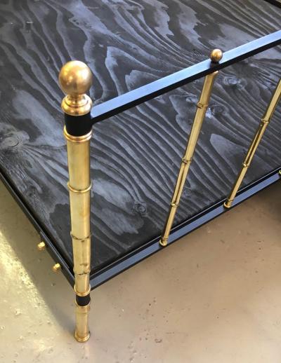 Jacques Adnet French Modern Neoclassical Steel Brass Faux Bamboo Bed by Jacques Adnet 1955