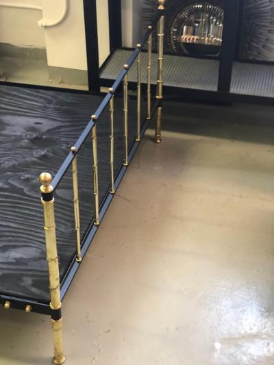 Jacques Adnet French Modern Neoclassical Steel Brass Faux Bamboo Bed by Jacques Adnet 1955