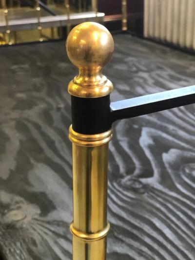 Jacques Adnet French Modern Neoclassical Steel Brass Faux Bamboo Bed by Jacques Adnet 1955