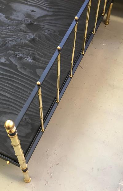 Jacques Adnet French Modern Neoclassical Steel Brass Faux Bamboo Bed by Jacques Adnet 1955