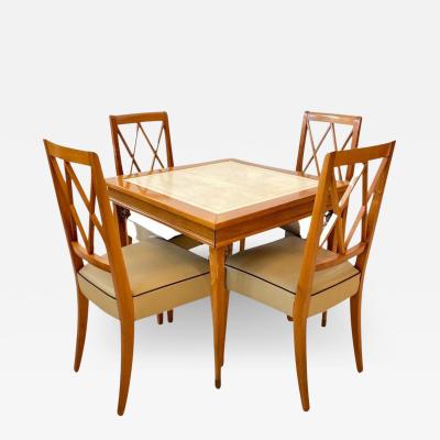 Jacques Adnet Game Table Set 4 chairs by Jacques Adnet