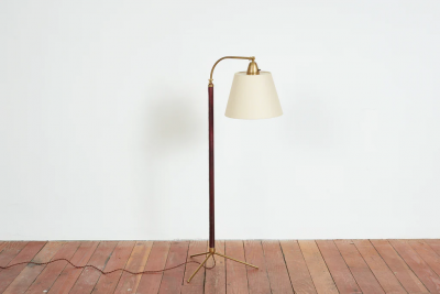Jacques Adnet JACQUES ADNET FLOOR LAMP IN BURGANDY LEATHER
