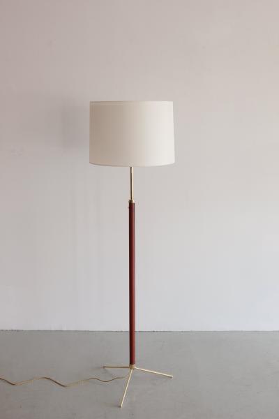 Jacques Adnet JACQUES ADNET LEATHER AND BRASS FLOOR LAMP