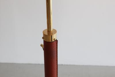 Jacques Adnet JACQUES ADNET LEATHER AND BRASS FLOOR LAMP