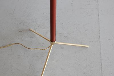 Jacques Adnet JACQUES ADNET LEATHER AND BRASS FLOOR LAMP