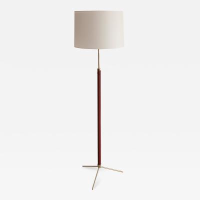 Jacques Adnet JACQUES ADNET LEATHER AND BRASS FLOOR LAMP