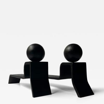 Jacques Adnet Jacques Adnet 1900 1984 Minimilist Andirons