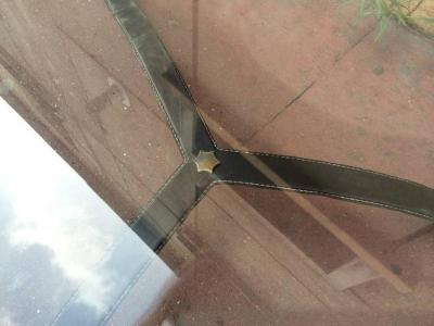 Jacques Adnet Jacques Adnet 1940s Black Hand Stitched Leather Tripod Coffee Table