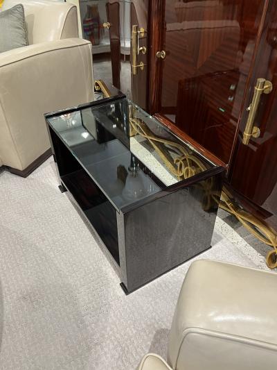 Jacques Adnet Jacques Adnet Art Deco Makassar Ebony and Glass Side Table France circa 1935