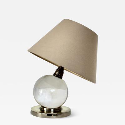 Jacques Adnet Jacques Adnet Baccarat Crystal Glass and Bronze Base French Art Deco Table Lamp