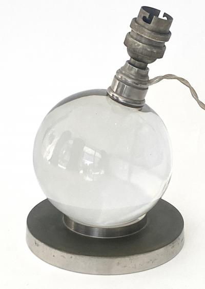 Jacques Adnet Jacques Adnet Baccarat Crystal Glass and Bronze French Table Lamp Model 7706